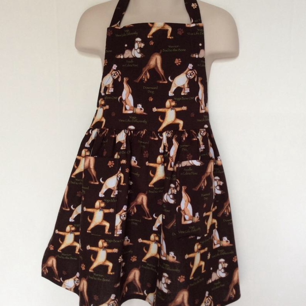 Handcrafted girls yoga dog apron